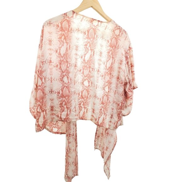 Final Touch M Kimono Snake Sheer Short Sleeve Drape Vintage 90s Cardigan USA - Picture 4 of 11